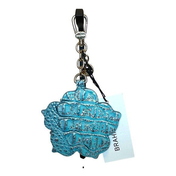 Brahmin Magnolia flower charm or key fob in Arctic Blue Melbourne (NWT) - Picture 3 of 3